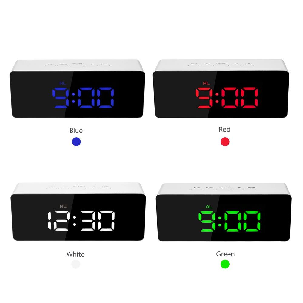 Rectangular LED Mirror Alarm Clock Blue