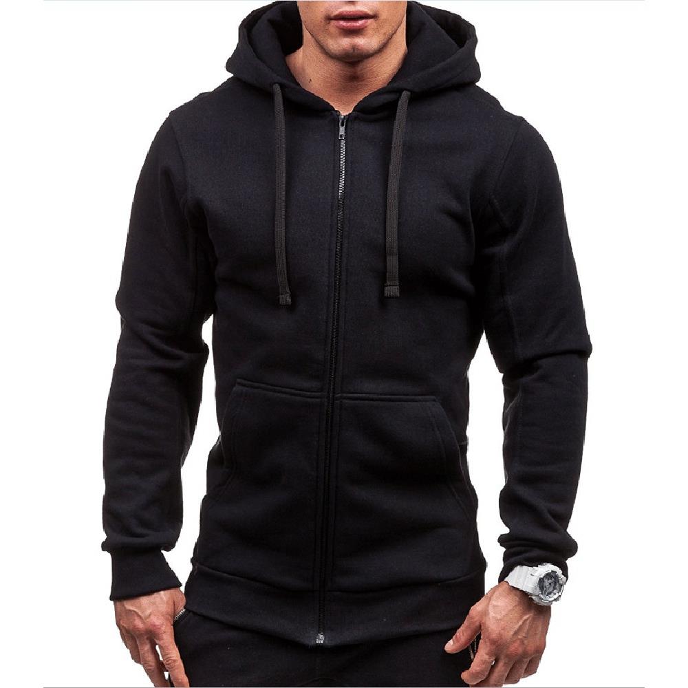 Men's Autumn and Winter Hoodies Long Sleeve Sweatshirt (Size M) - Black
