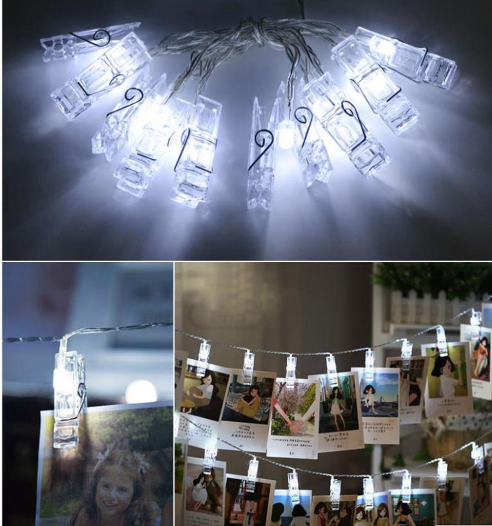 10PCS LED Clip Light Battery String Lights for Pictures Decoration Holiday Christmas Party Garden (1.2 Meters)- Warm White