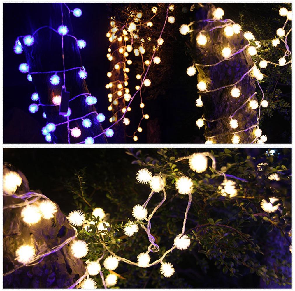 20PCS Fluffy Ball LED Battery LED String Lights Holiday Christmas Party Garden Decoration Lights (2.2 Meters) - Warm Whit