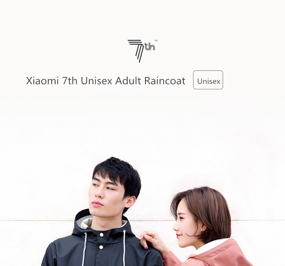 Xiaomi 7th Unisex Adult Raincoat (Waterproof Coat Jacket Reflective Strip Couple Cloak Poncho Size L Women) - Pink