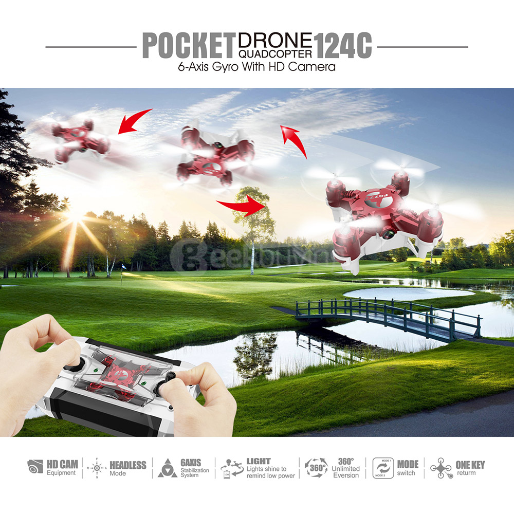 [HK Stock]FQ777-124C MINI 2.0MP HD RC Quadcopter With Switchable Controller RTF - Black