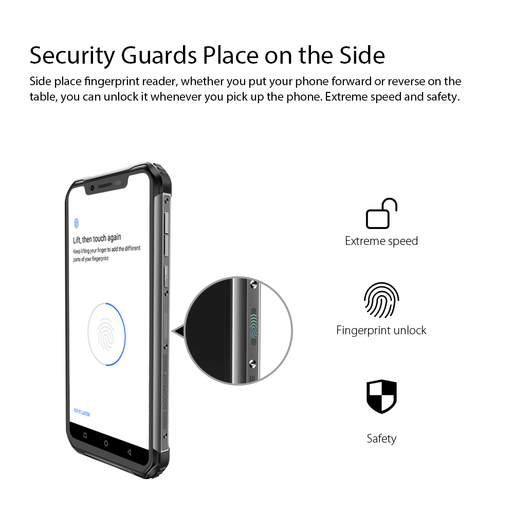 [HK Stock]Blackview BV9600 pro 6.21 Inch 4G LTE Smartphone Helio P60 6GB 128GB 16.0MP + 8.0MP Dual Rear Cameras Android 8.1 IP68 Wireless Charging NFC Face Unlock - Gray