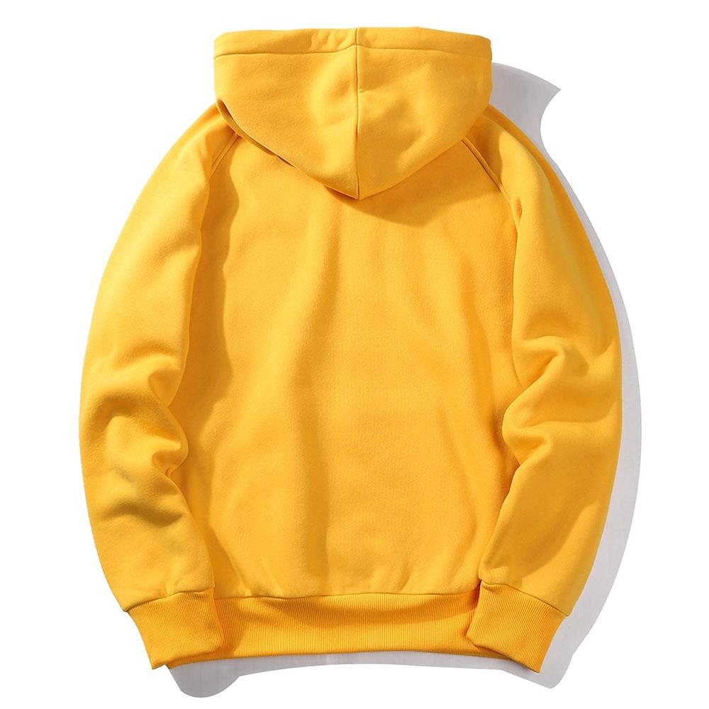 WY18 Men's Basic Casual Cotton Solid Color Hoodie Size M Yellow