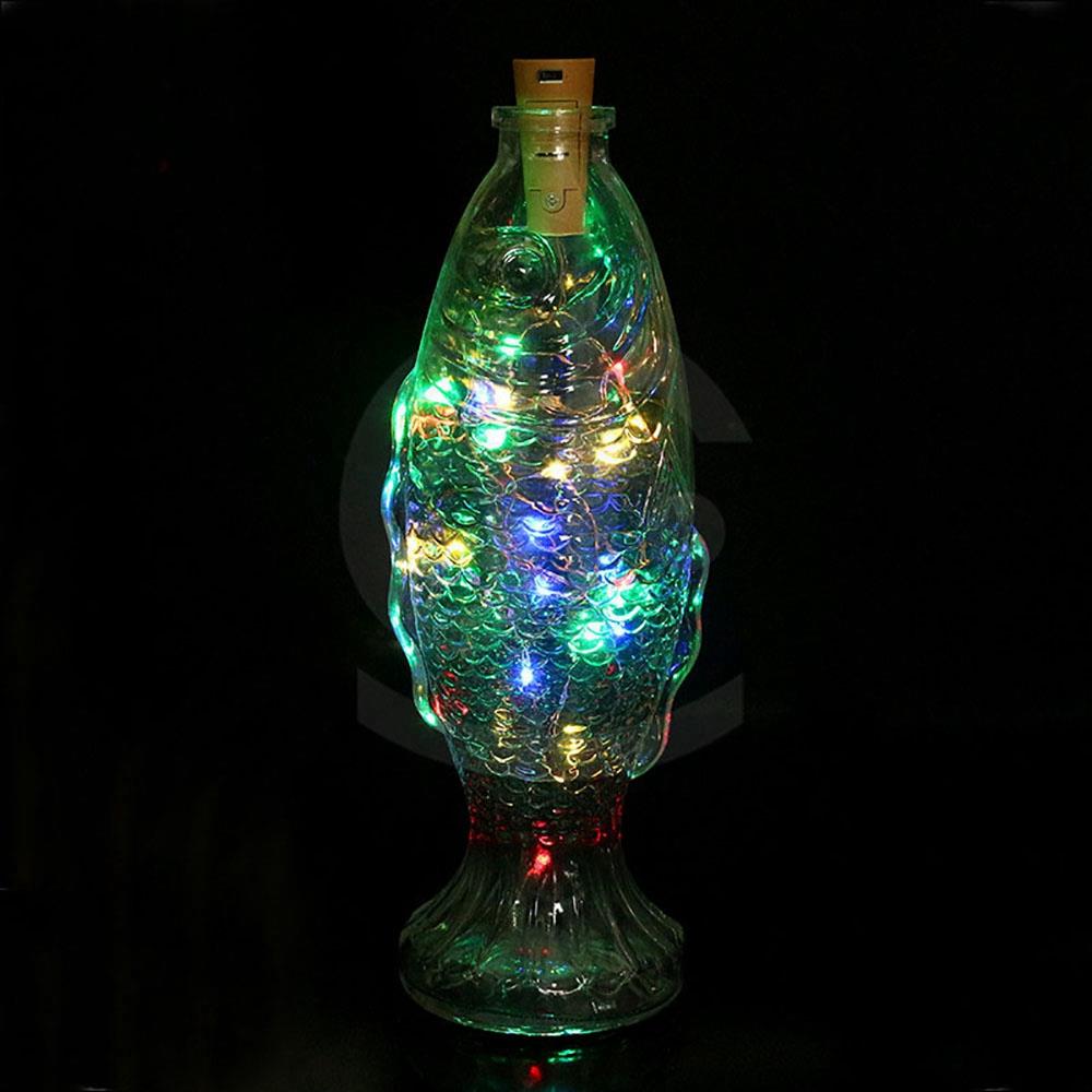 10LEDS Copper Wires Bottle Plug LED String Light for Valentine Decoration Wedding (1 Meter) - Multi-Colour