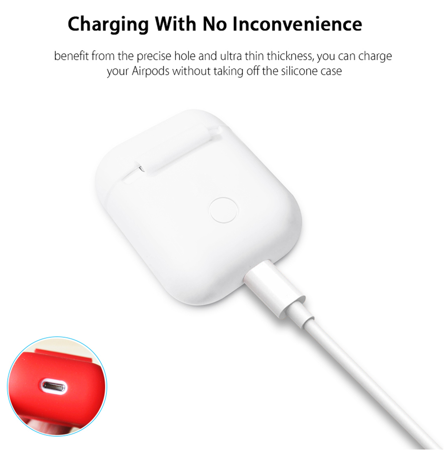 Silicon Case For Apple AirPods Portable Shock Proof Protective Cover For Headphones - White