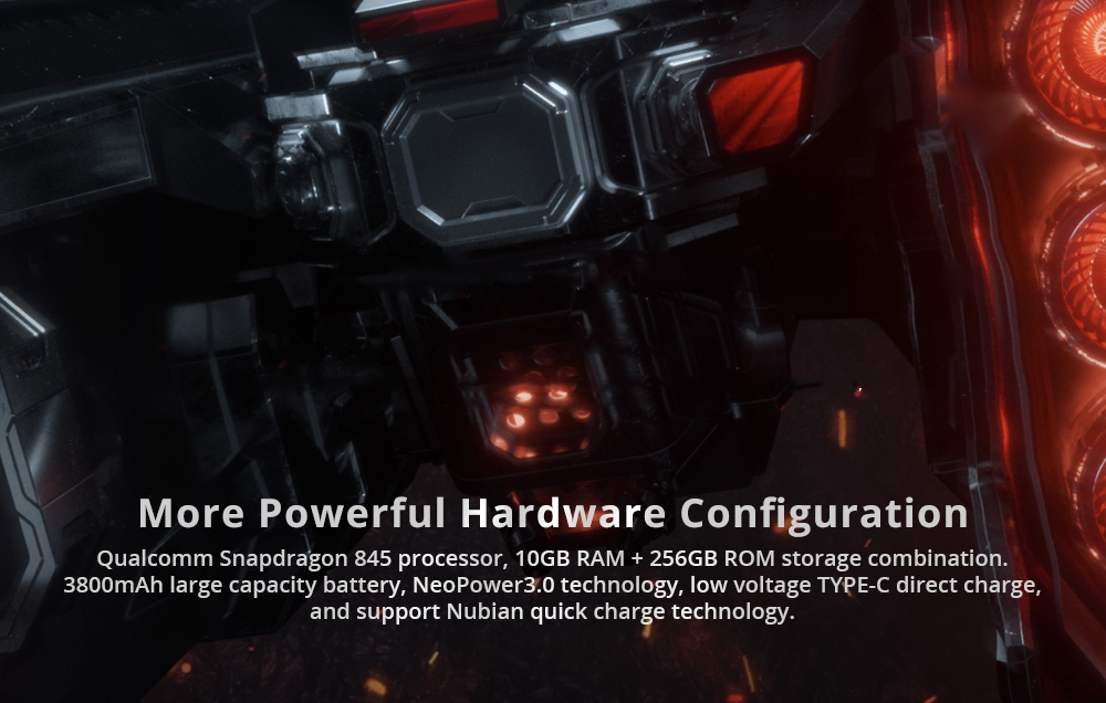 Nubia Red Magic Mars 6.0 Inch 4G LTE Gaming Smartphone Snapdragon 845 8GB 128GB 16.0MP Rear Camera Android 9.0 Type-C Touch ID OTG - Black