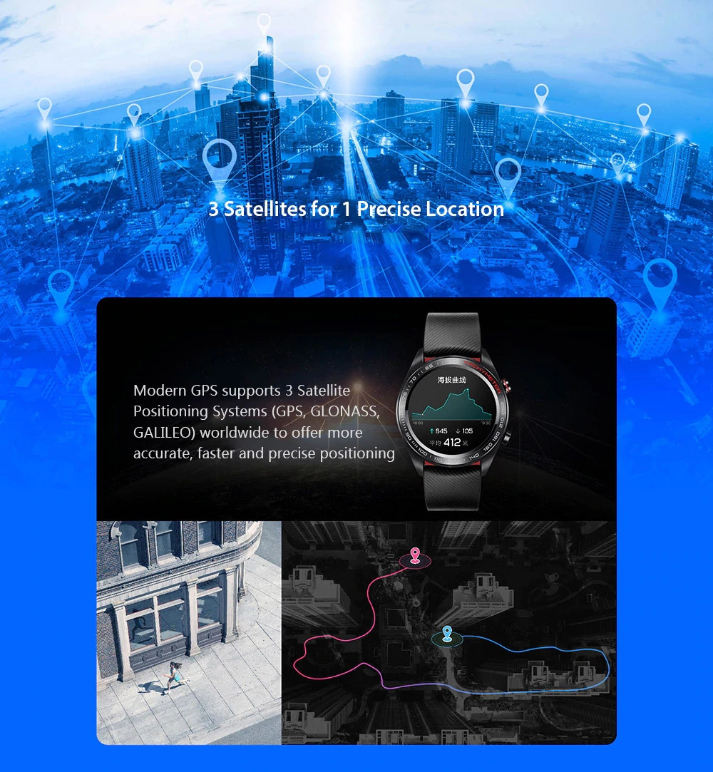 Huawei Honor Magic Smart Watch1.2 Inch AMOLED Color Screen Built-in GPS NFC Payment Heart Rate Monitor 5ATM Waterproof - Black