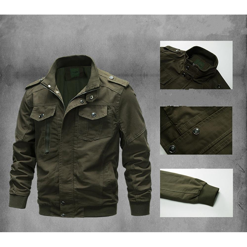 CA806 Men's Autumn Winter Casual Stand Collar Cotton Bomber Jacket Size M - Army Green