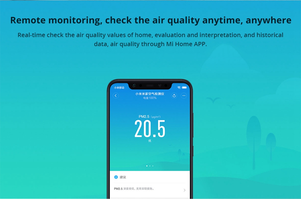 Xiaomi Mijia Smart Air Detector 3.97 Inch HD touch screen Intelligent Linkage 3 High-precision Sensors - White
