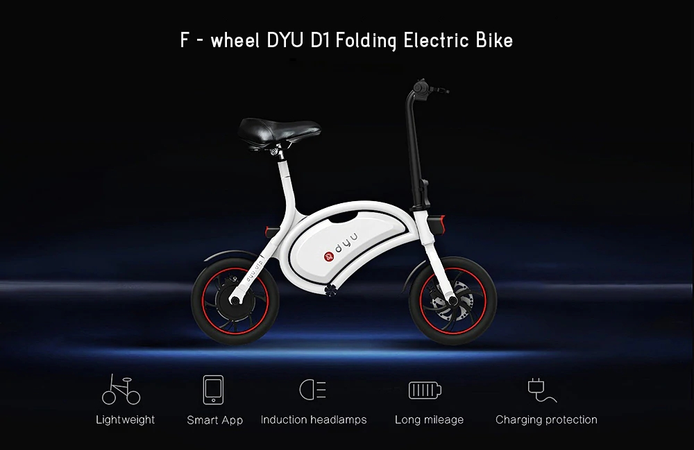[Standard Edition] F-wheel D1 DYU Electric Bike Folding Design Smart Controlling 12 Inch Wheels - White