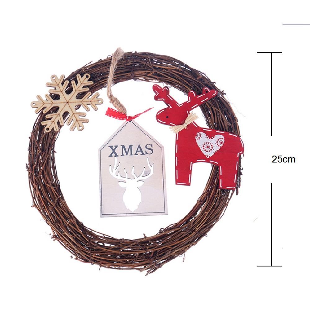 20LEDs Natural Dried Wreath DIY Round Rattan String Light Wreaths Christmas Door Wall Wedding Decoration - Warm White