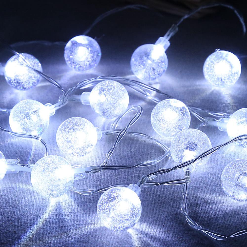 20PCS LED Bubble Ball Battery LED String Lights Holiday Christmas Party Garden Decoration Lights (2.2 Meters) - White