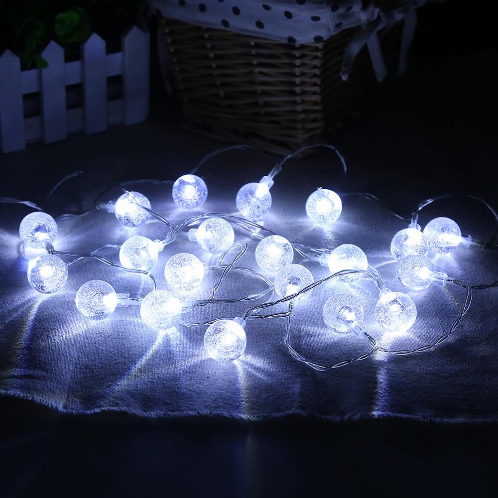 20PCS LED Bubble Ball Battery LED String Lights Holiday Christmas Party Garden Decoration Lights (2.2 Meters) - White