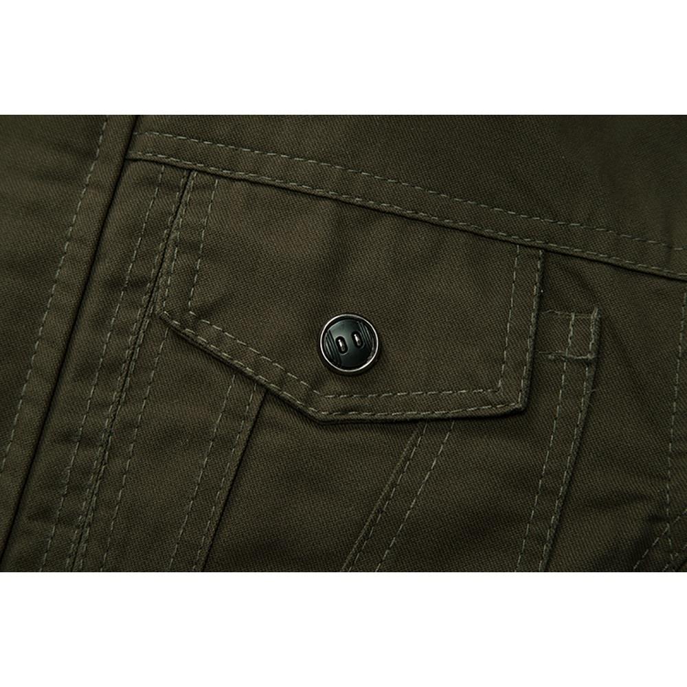 CA806 Men's Autumn Winter Casual Stand Collar Cotton Bomber Jacket Size M - Army Green