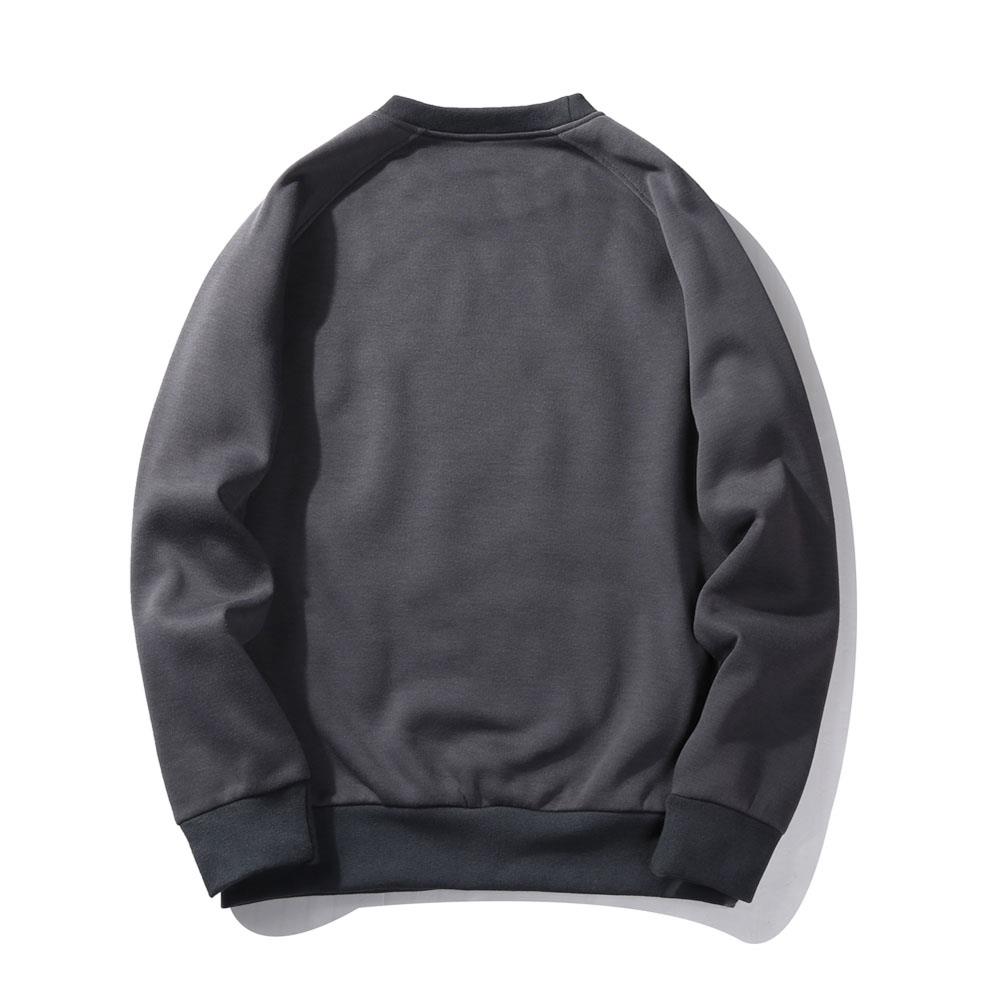 WY19 Men's Autumn Basic Casual Round Neck Sweatshirt (Solid Color Cotton Pullover Shirt Size M) - Dark Gray