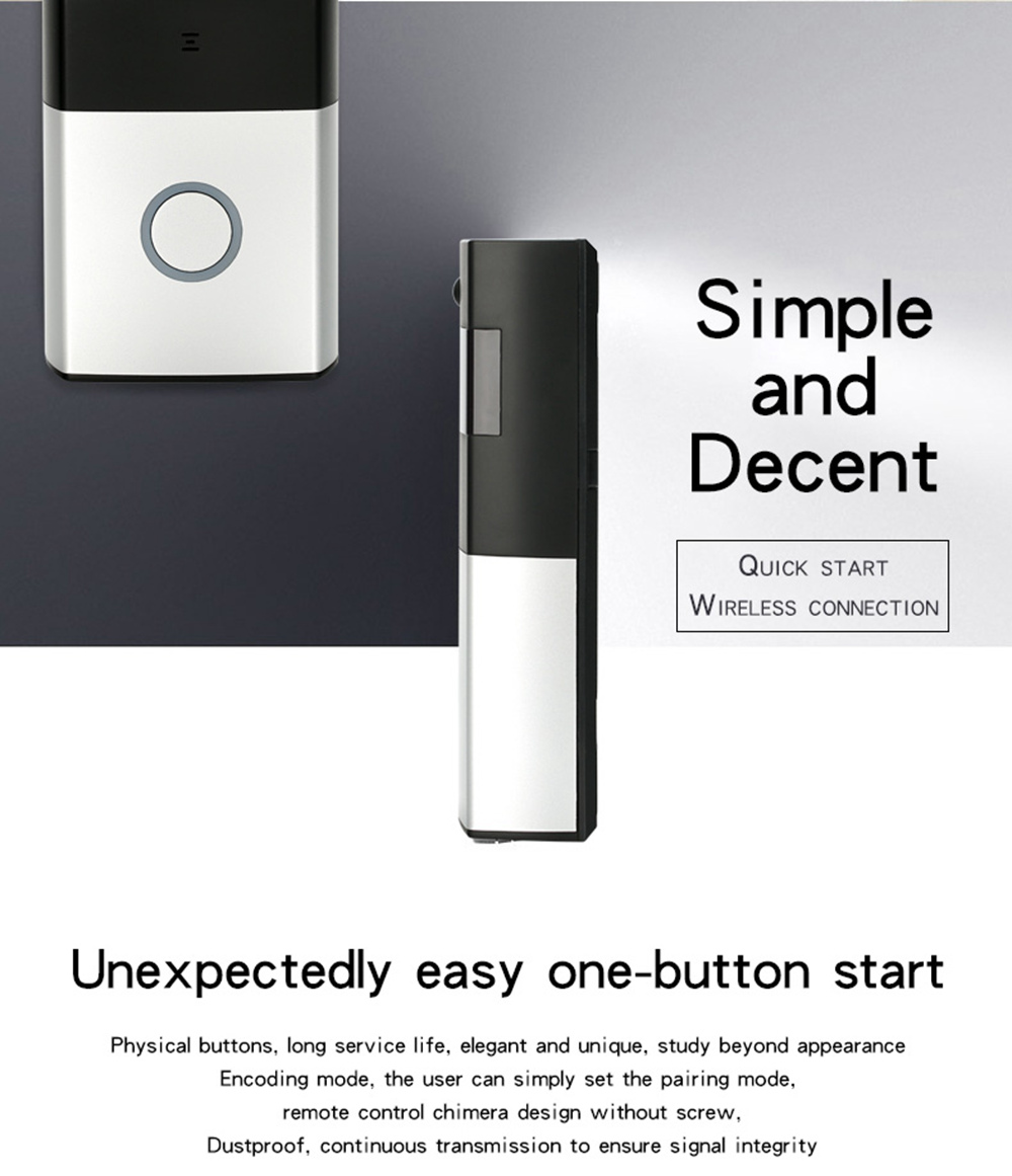 Danmini WF06 WIFI Wireless Video Intercom Doorbell Low Power Mobile Phone Remote Video Smart Doorbell - Silver & Black