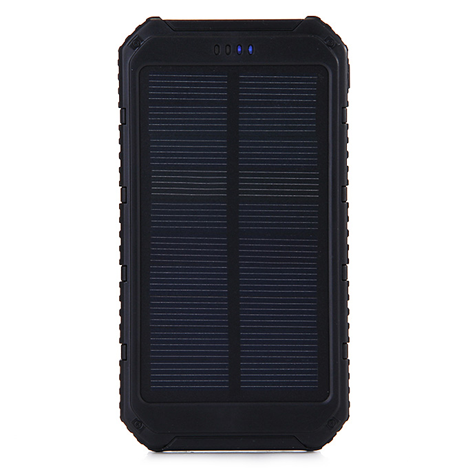 [HK Stock] 18000mAh Universal Solar Power Panel Charger Dual USB Power Bank for iPhone iPad HTC Lenovo Nokia - Black