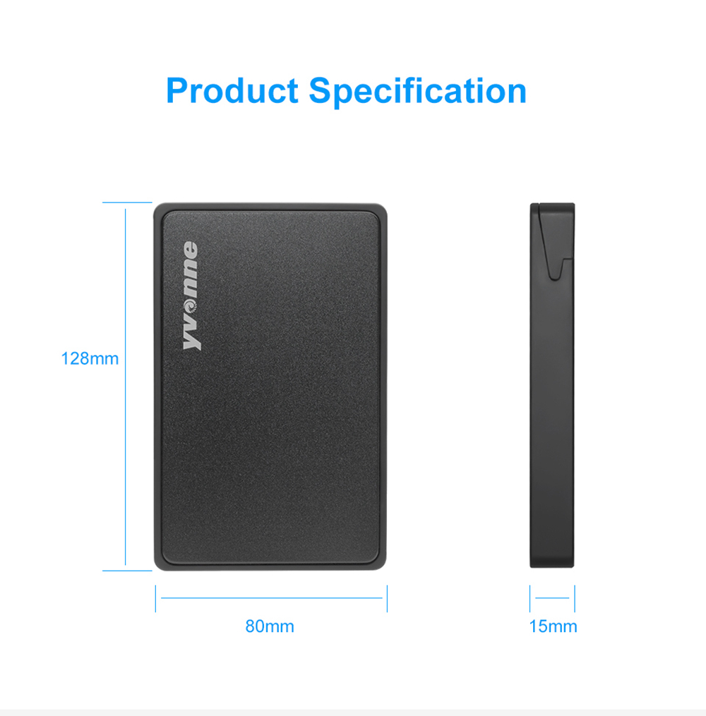 Yvnne HD213 SATA To USB 3.0 External Hard Drive Enclosure Case For 2.5 Inch HDD And SSD - Black