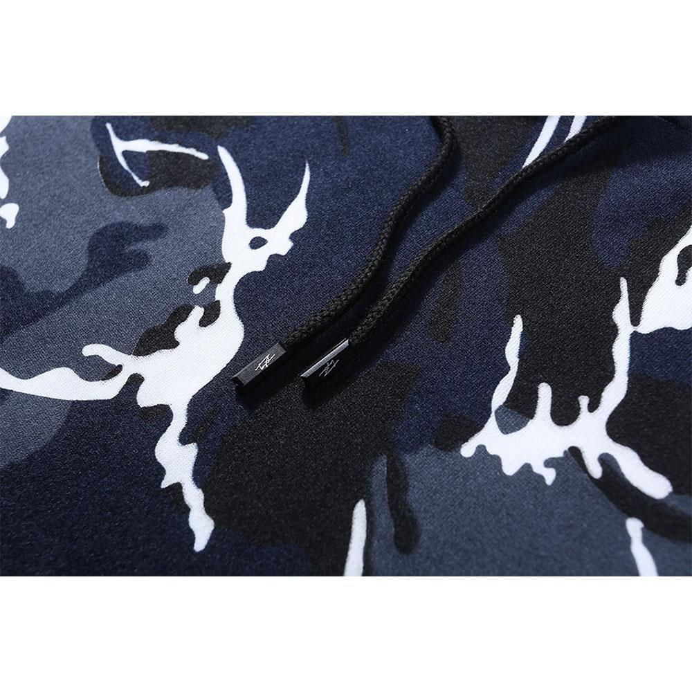 WY40 Men's Autumn Casual Long Sleeve Camouflage Pattern Hoodie Size M - Blue