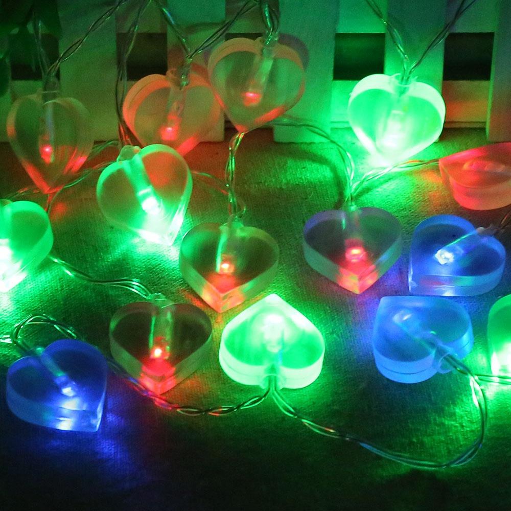 10PCS LED Heart Battery LED String Lights Holiday Christmas Party Garden Decoration Lights (1.2 Meters) - Multi-color