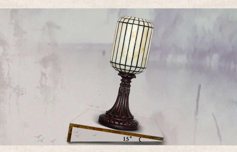 FUMAT Tiffany Style Stained Glass Table Lamp - Chinese Style Retro Red Plum Design