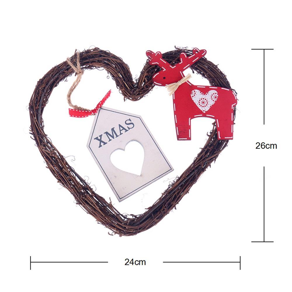20LEDs Natural Dried Wreath DIY Heart Rattan String Light Wreaths Christmas Door Wall Wedding Decoration - Warm White