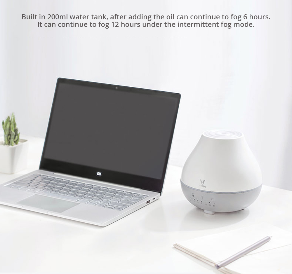 Xiaomi Viomi Aromatherapy Diffuser Air Humidifier 4 Color Lights Warm Mist 200ML Automatic Portable Timed Aromatherapy Machine -White/Normal Version