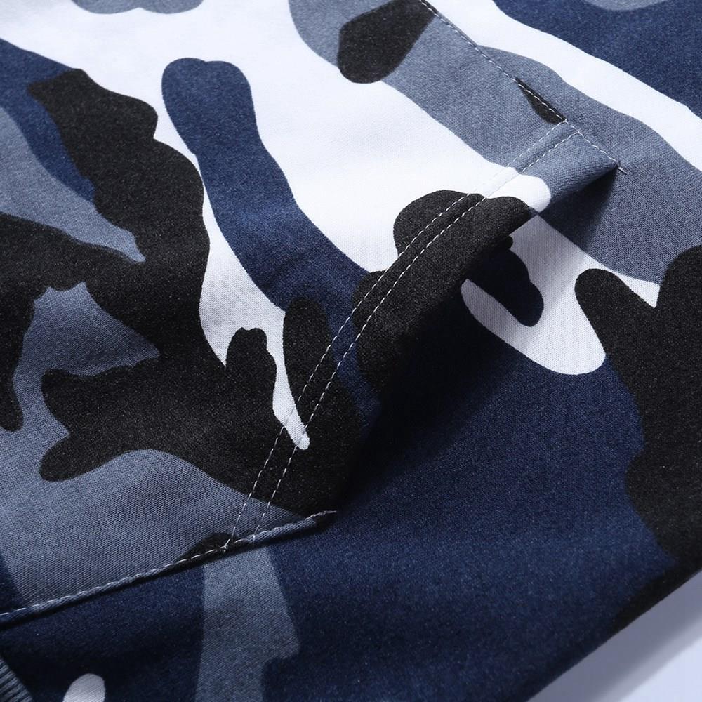 WY40 Men's Autumn Casual Long Sleeve Camouflage Pattern Hoodie Size M - Blue
