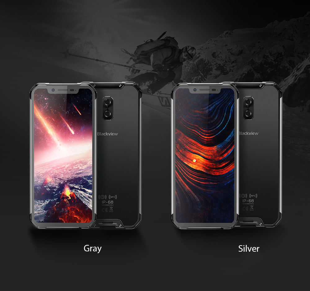 [HK Stock]Blackview BV9600 pro 6.21 Inch 4G LTE Smartphone Helio P60 6GB 128GB 16.0MP + 8.0MP Dual Rear Cameras Android 8.1 IP68 Wireless Charging NFC Face Unlock - Silver