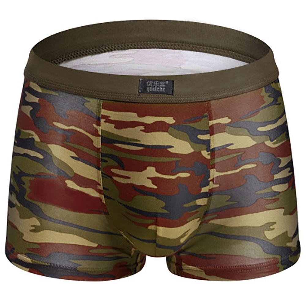 K004 Heren Sexy Ademend Onderbroek U Convex Elastisch Boxers Ondergoed Maat  2XL - Bruin