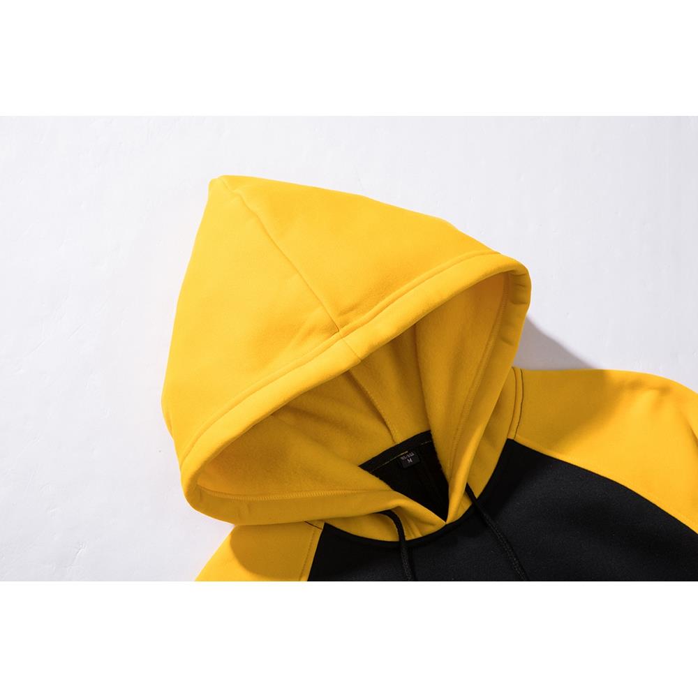 WY39 Men's Autumn Winter Raglan Hoodie (Color Block Breathable Size M) - Black