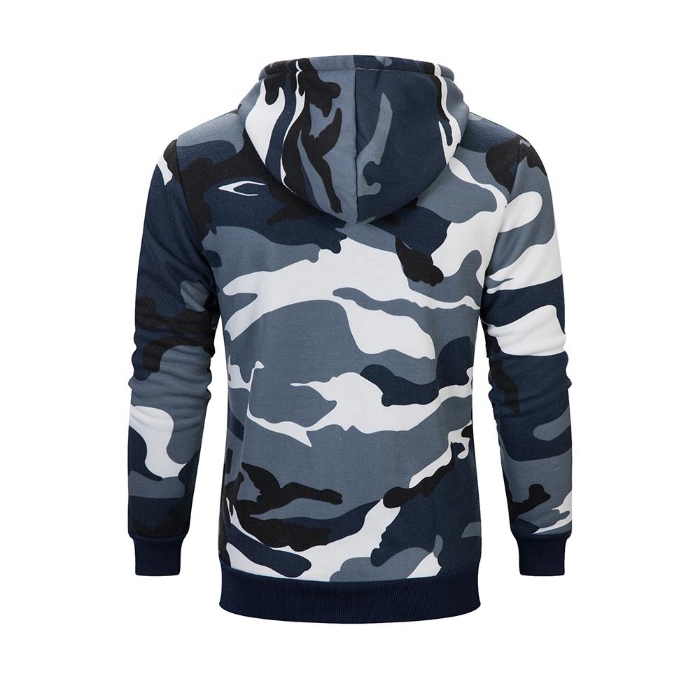 WY40 Men's Autumn Casual Long Sleeve Camouflage Pattern Hoodie Size M - Blue
