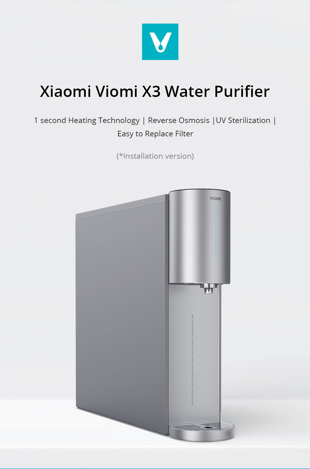 kurulum surumu xiaomi viomi x3 akilli su aritma uv sterilizasyon reverse osmosis app uzaktan kumanda gri