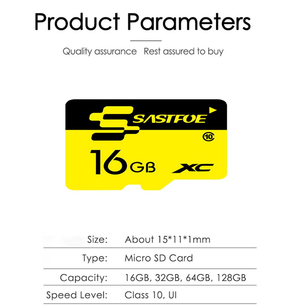 SASTFUE 64GB Micro SD Memory Card Data Storage Class 10 Yellow