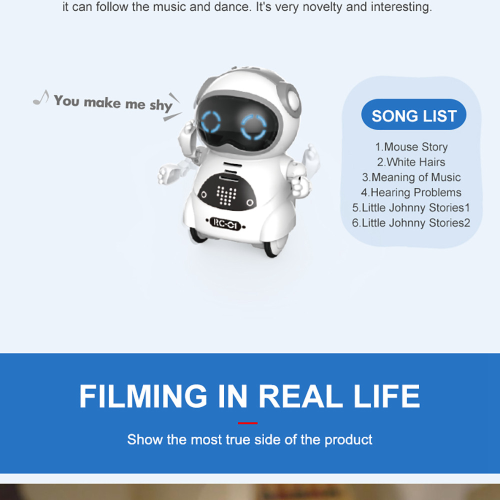 939A Multifunction Dancing Mini Pocket Robot with Voice Conversation Recognition LED Lights