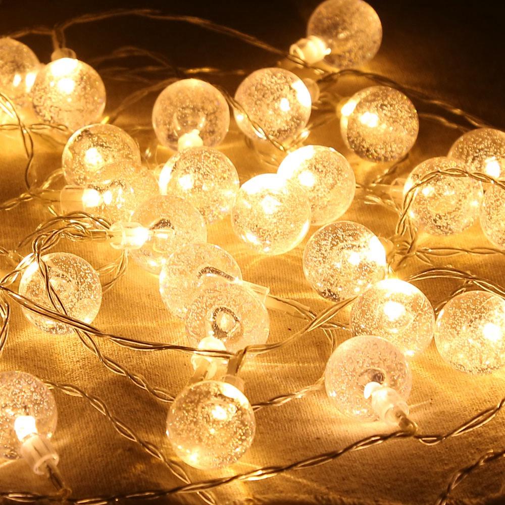 20PCS LED Bubble Ball Battery LED String Lights Holiday Christmas Party Garden Decoration Lights (2.2 Meters) - Warm Whi