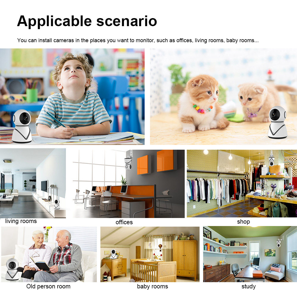 eLinkSmart Star13V 1080P Smart Wifi IP Camera Indoor Baby Monitor Two-Audio Night Vision - White UK Plug