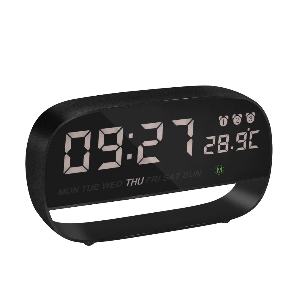 LED Electronic Touch Alarm Clock with Night Light Snooze Function USB/Battery - Black