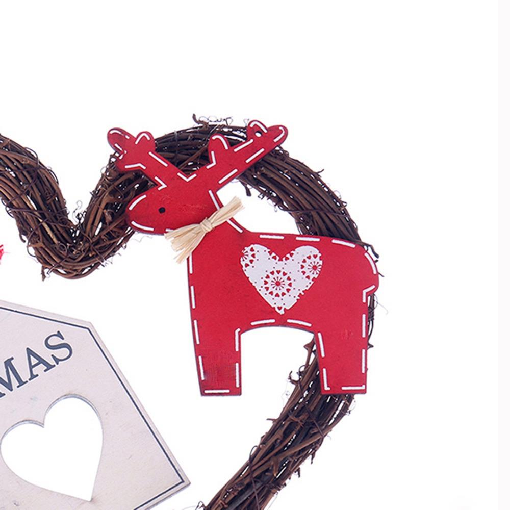 20LEDs Natural Dried Wreath DIY Heart Rattan String Light Wreaths Christmas Door Wall Wedding Decoration - Warm White