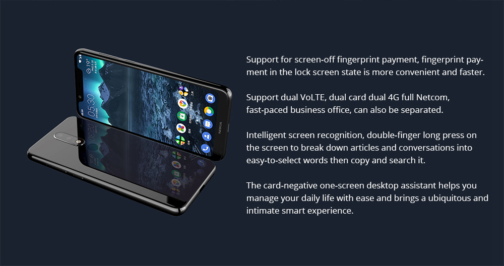 [Official Global ROM]Nokia X5 5.86 Inch 4G LTE Smartphone Helio P60 3GB 32GB 13.0MP+5.0MP Dual Rear Cameras Android 8.1 Type-C Touch ID - Blue