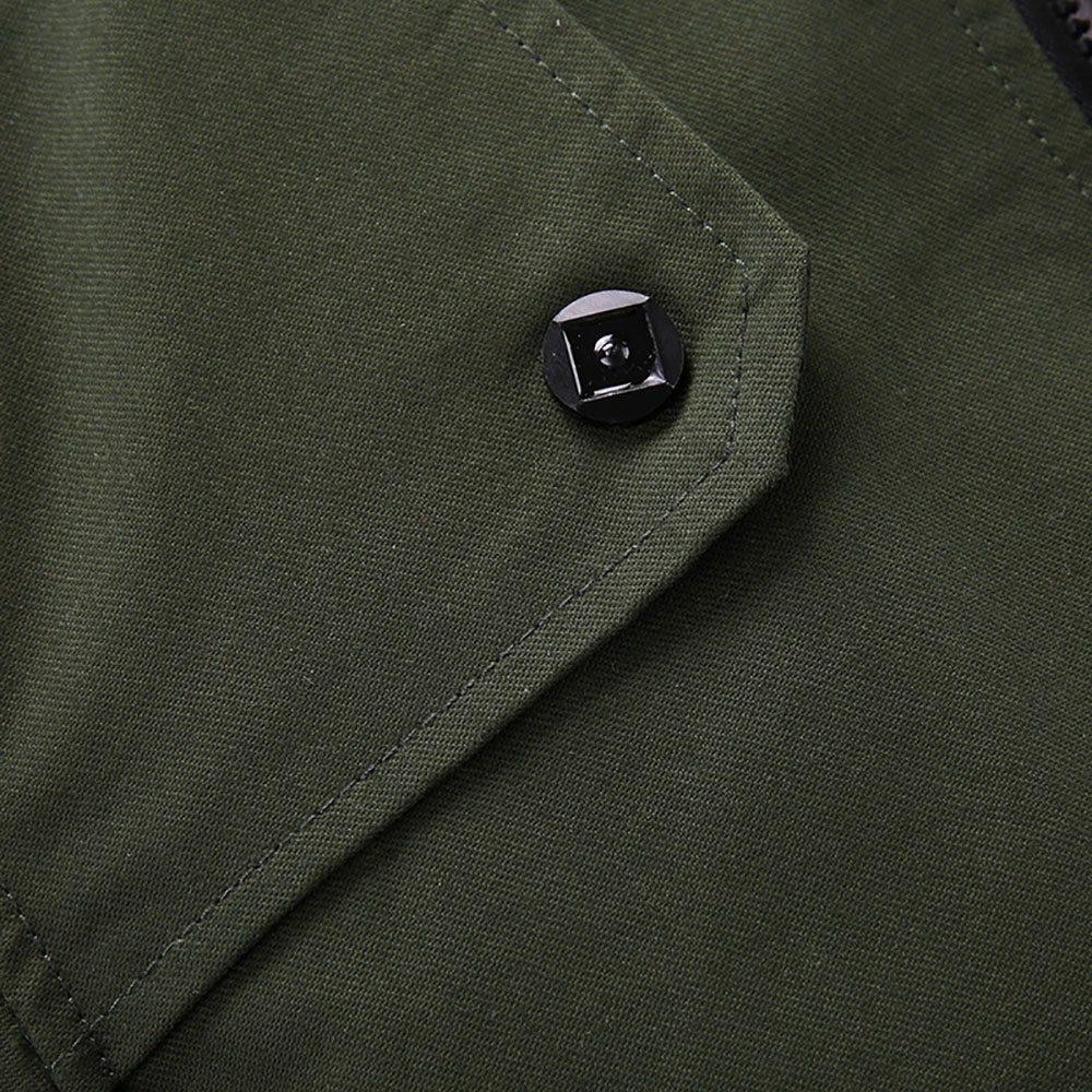 CA9801 Men's Autumn Winter Classic Casual Jacket (Lapel Grid Long Sleeve Polyester Jacket Size M) - Army Green