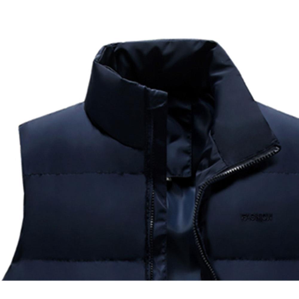 LH1801 Men Thick Stand Collar Cotton Waistcoat Size L Blue