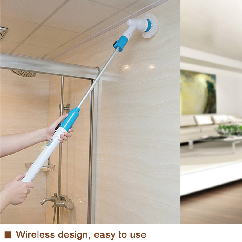 Electric Spin Scrubber Multi-function Automatic Cordless Cleaning Brush Household Cleaning Set - EU Plug