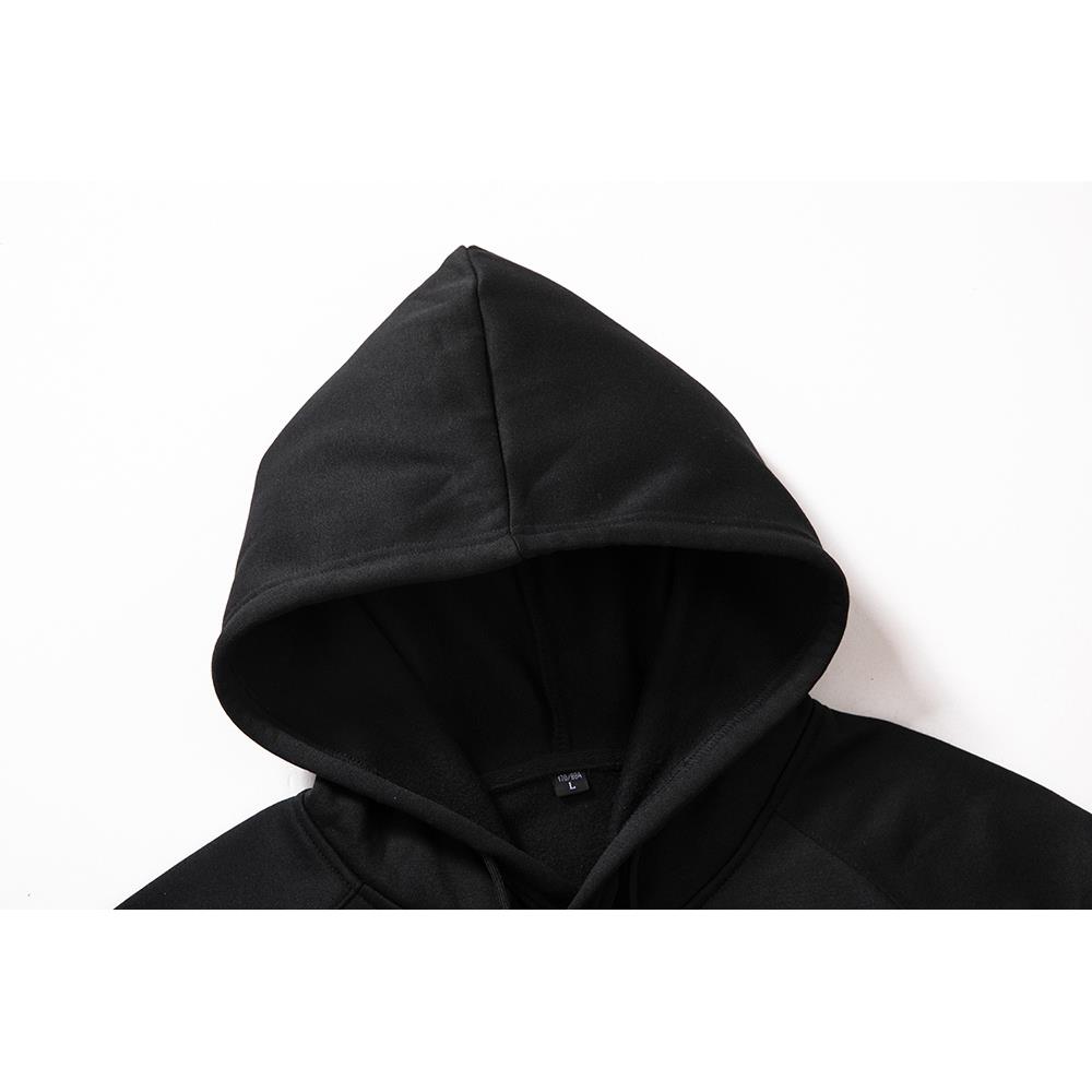 WY31 Men's Pocket Drawstring Cotton Hoodie Size XL Black