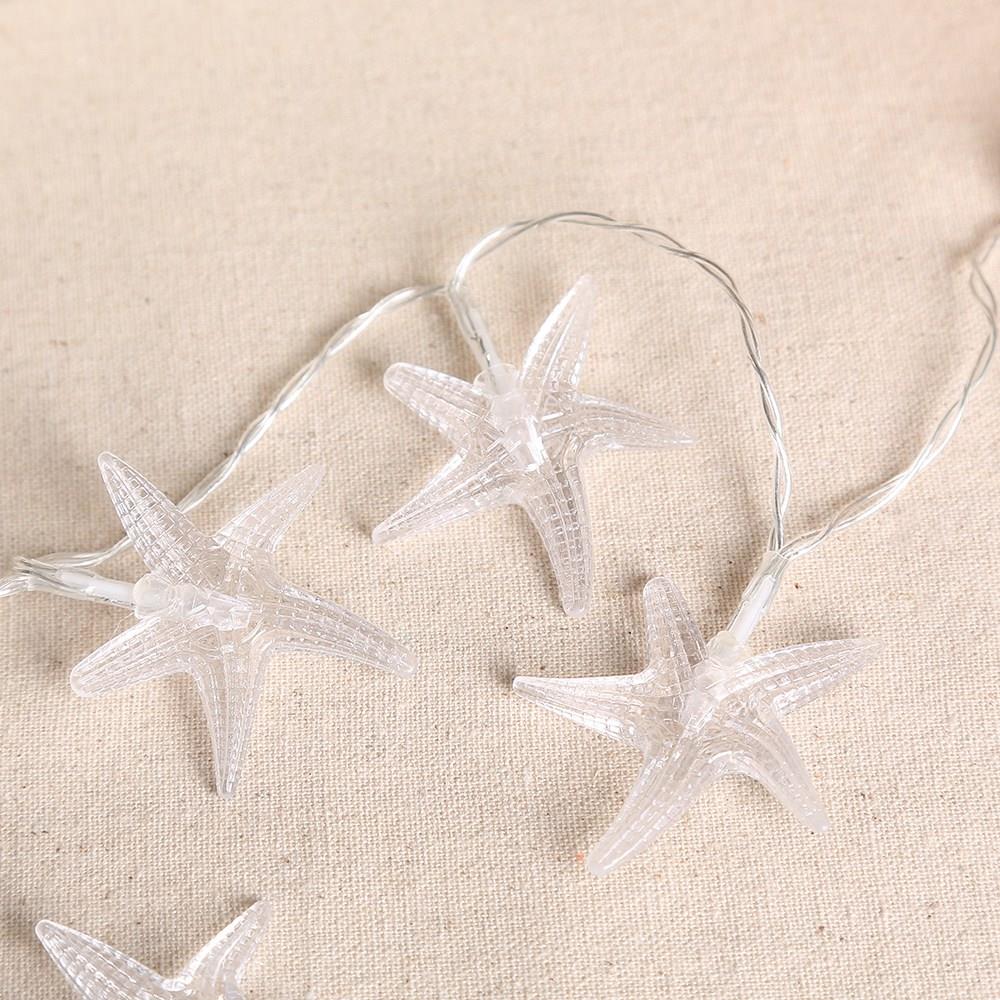 10PCS Starfish LED Battery LED String Lights Holiday Christmas Party Garden Decoration Lights (1.2 Meters) - White