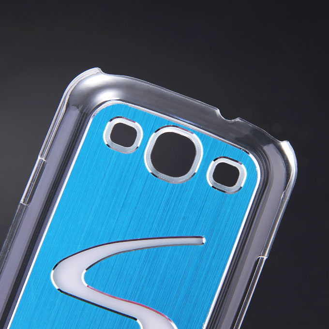 S Pattern Sense LED Flash Light Hard Case Cover for Samsung Galaxy S3 i9300 - Blue