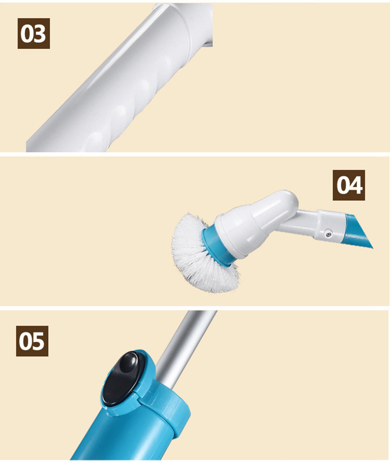 Electric Spin Scrubber Multi-function Automatic Cordless Cleaning Brush Household Cleaning Set - EU Plug