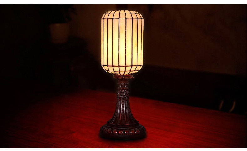FUMAT Tiffany Style Stained Glass Table Lamp - Chinese Style Retro Red Plum Design