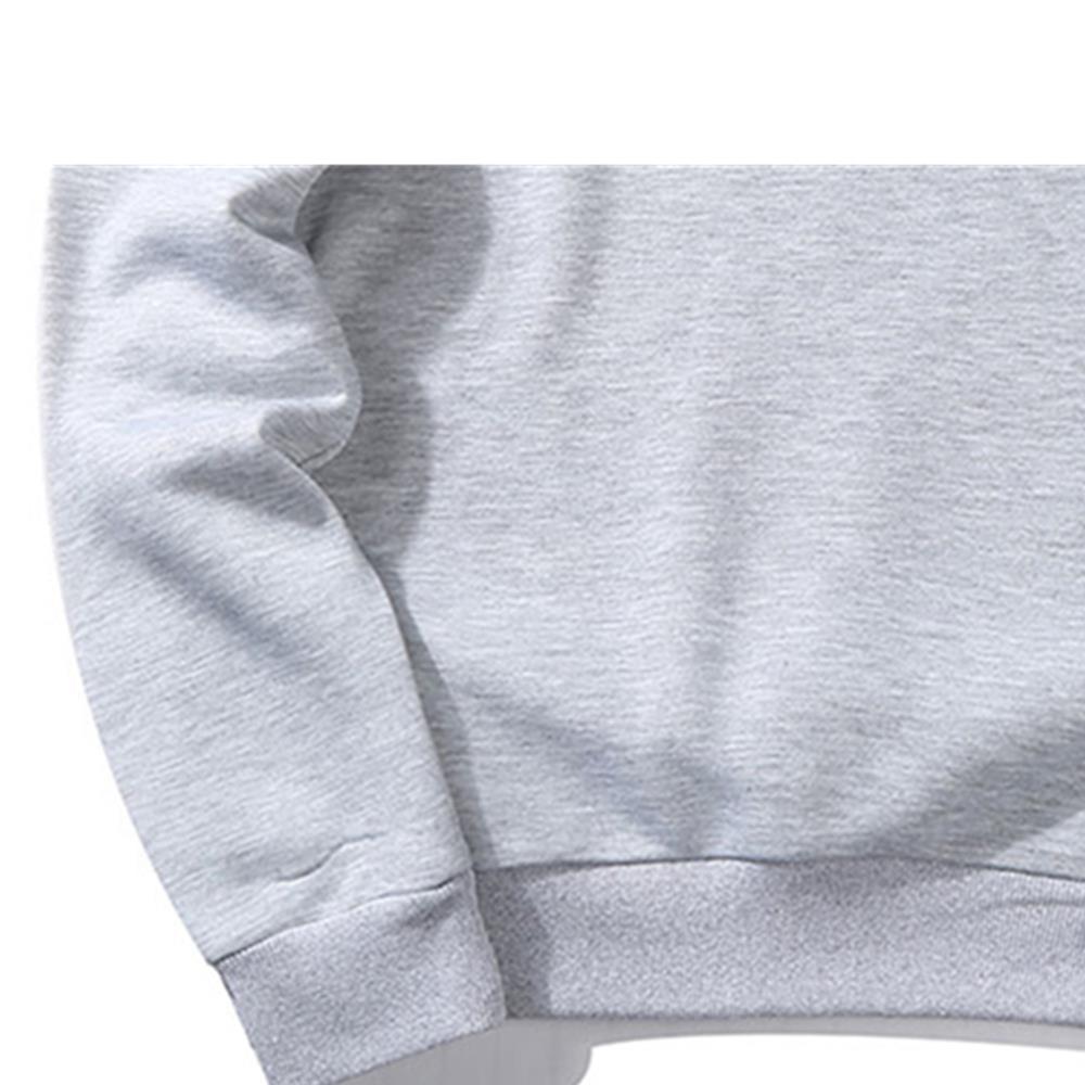 WY19 Men's Autumn Basic Casual Round Neck Sweatshirt (Solid Color Cotton Pullover Shirt Size M) - Gray